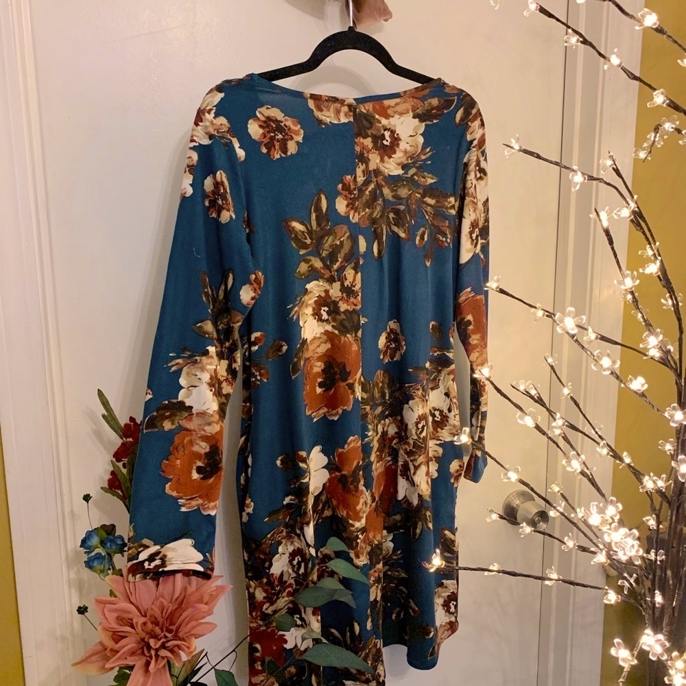 ๐ฑSweet Pea Floral Dress Heather Blue Green - Picture 2 of 7